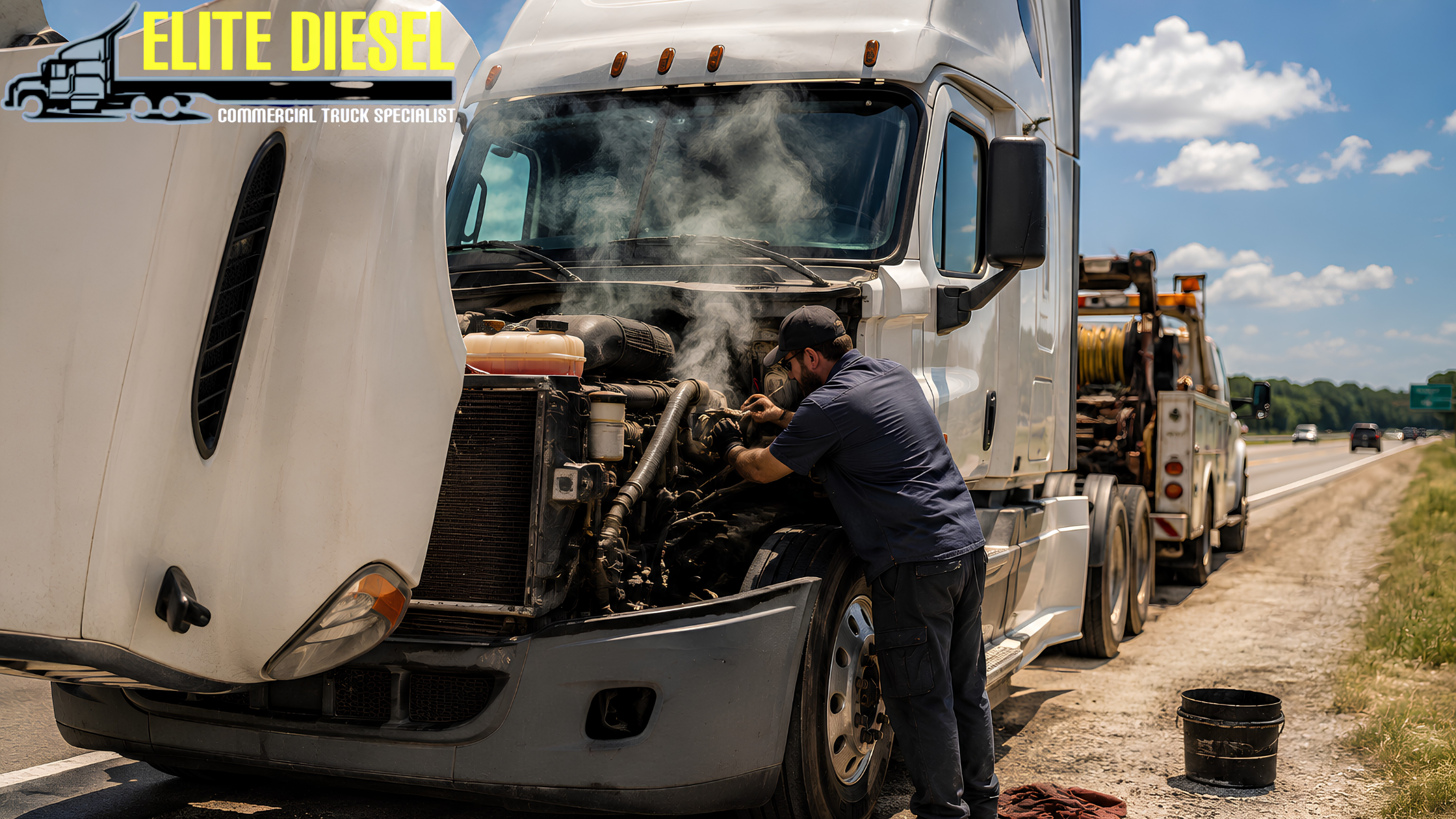 Truck overheating on Georgia highway during summer heat